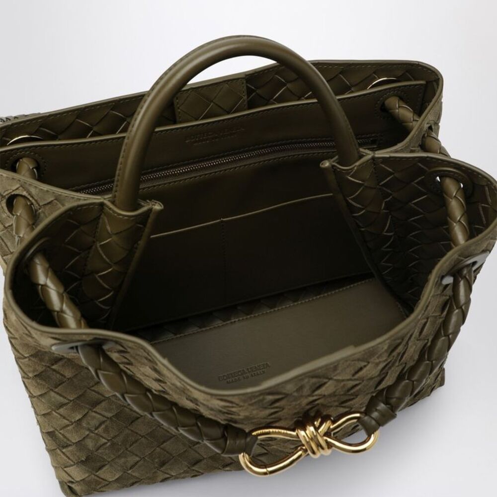 Bottega Veneta Women Medium Andiamo Bag In Mud-Coloured Suede - Picture 4 of 5